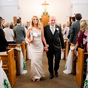 Champagne evening gown. Mother of the bride dress